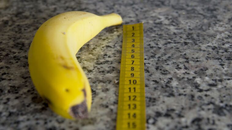Mesurer le pénis après un agrandissement du gland à l'aide de l'exemple d'une banane.